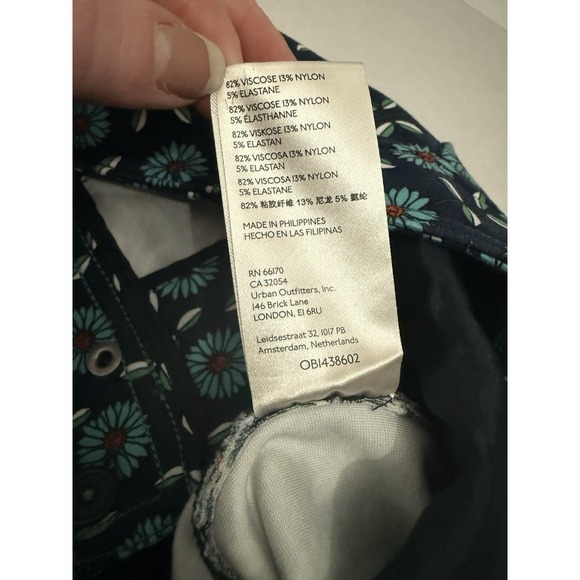 Anthropologie Maeve Slim Ponte Pants Sz 4 Stretch Flower Mod Print Thick Knit - Picture 7 of 10